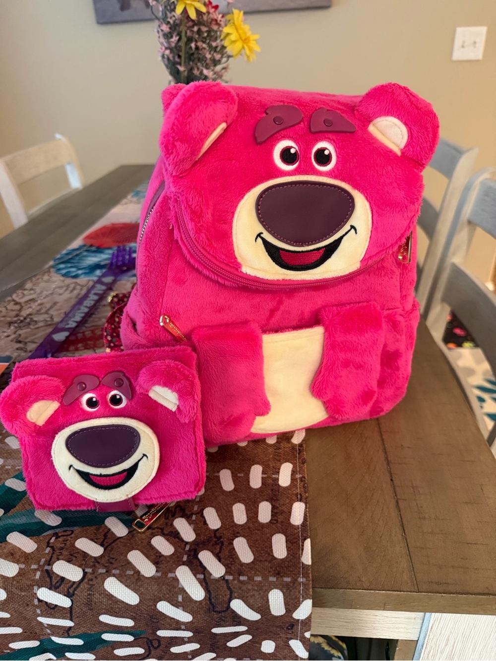 Loungefly Disney Toy Story Lotso Plush Backpack & Wallet Set